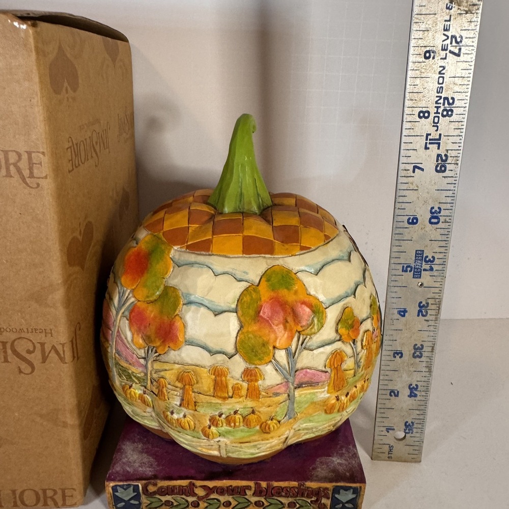 Jim Shore Heartwood Creek Count Your Blessings Pumpkin Autumn Thanksgiving NIB - Picture 8 of 9